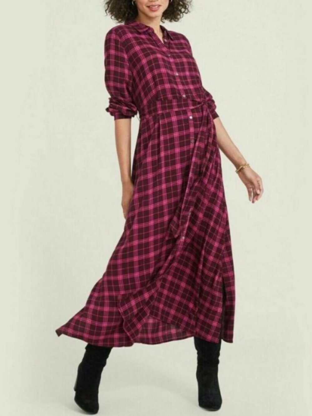 Hatch Maternity Alyssa Plaid Dress Size 1 (small)
